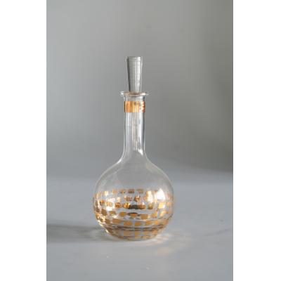 Glass decanter with gold decal