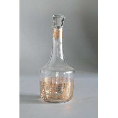 Glass decanter with gold decal